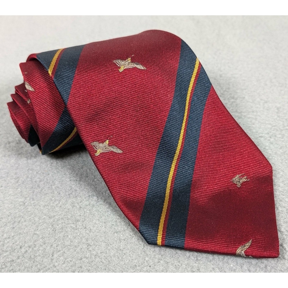 Vintage 1980s Burberrys London Tie Made In England Silk Regimental Stripe Duck